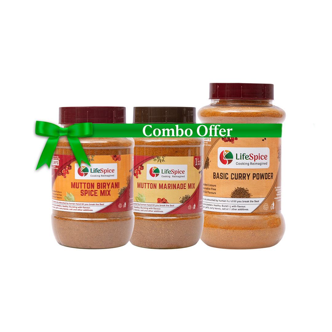 Buy 2 Get 1 - Buy 1 Lifespice Mutton Biryani mix + Mutton Marinade Mix and GET Basic Curry Powder FREE