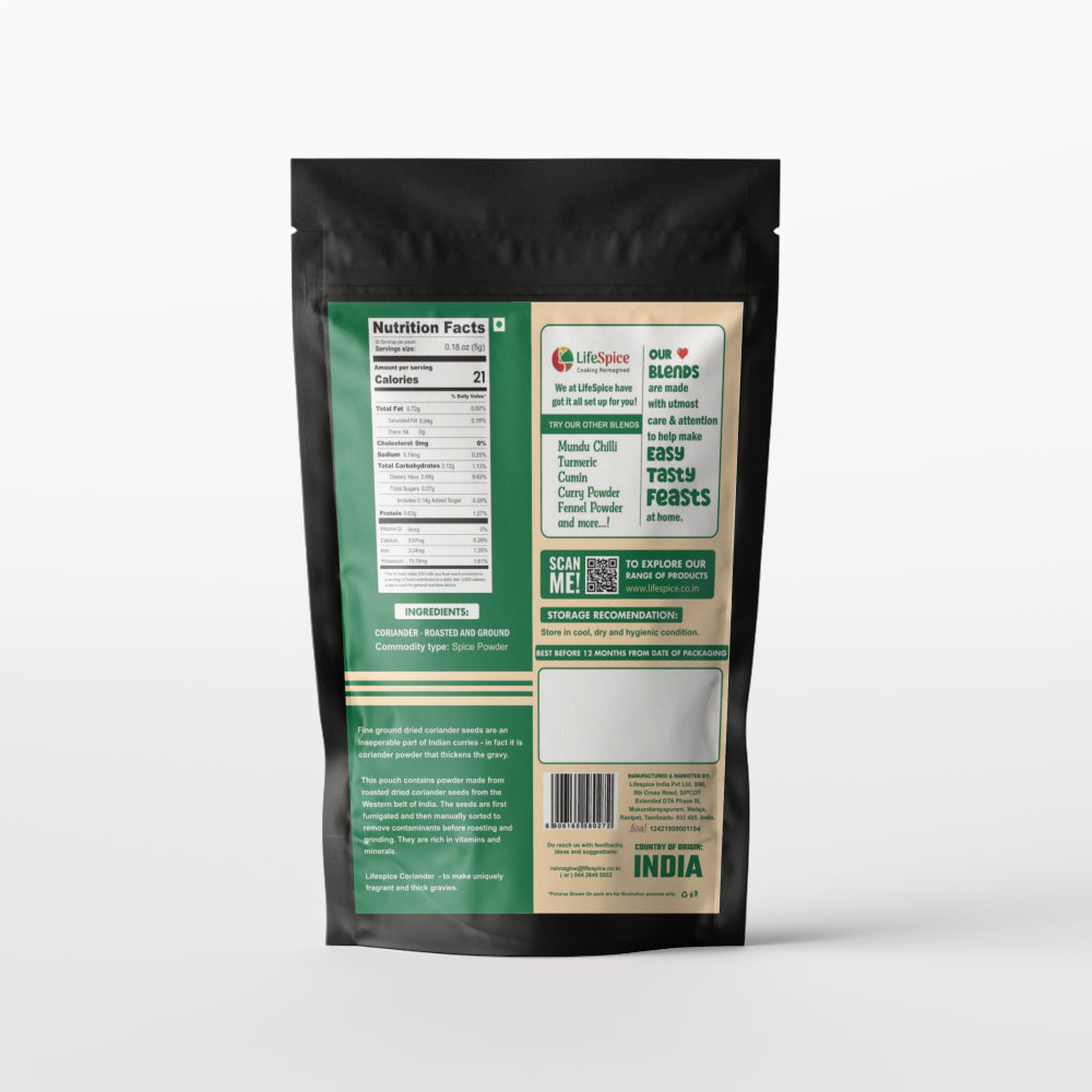Lifespice Roasted Coriander Powder - 100g pouch