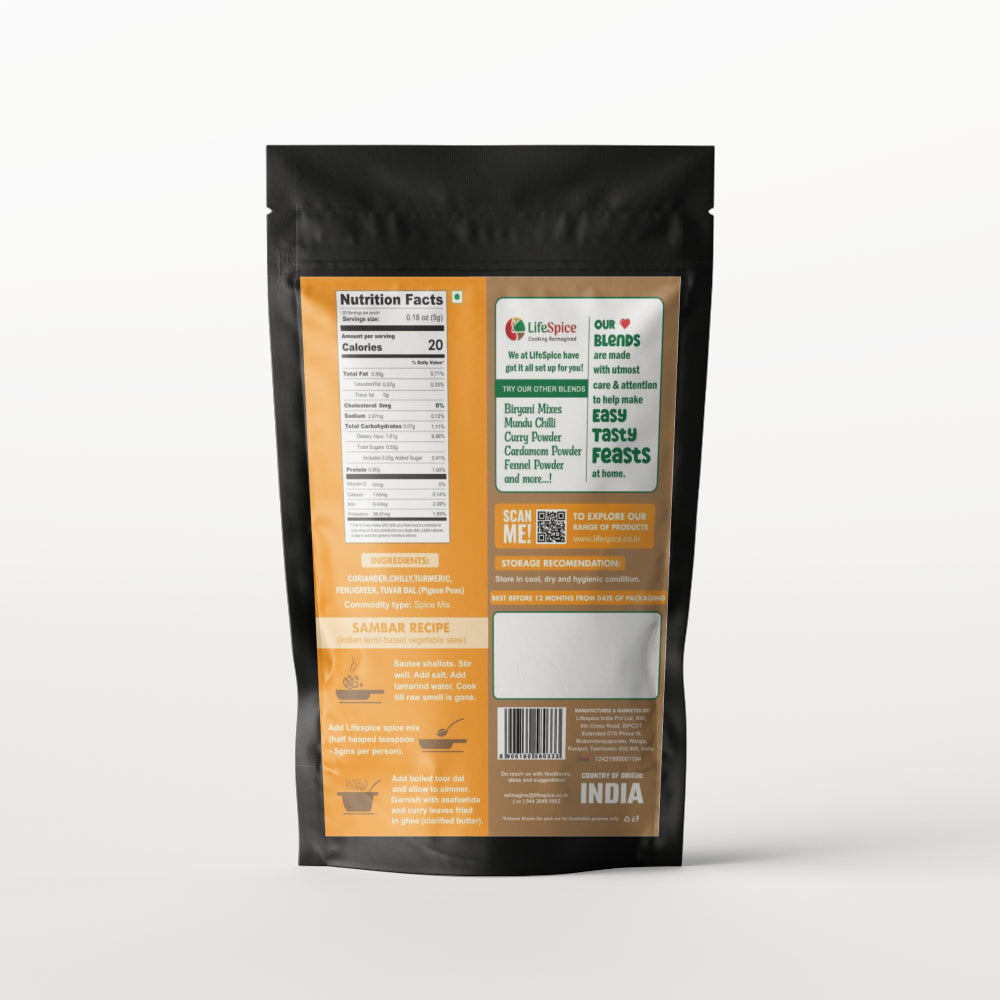 Lifespice Spicy Sambar Powder - 100g pouch