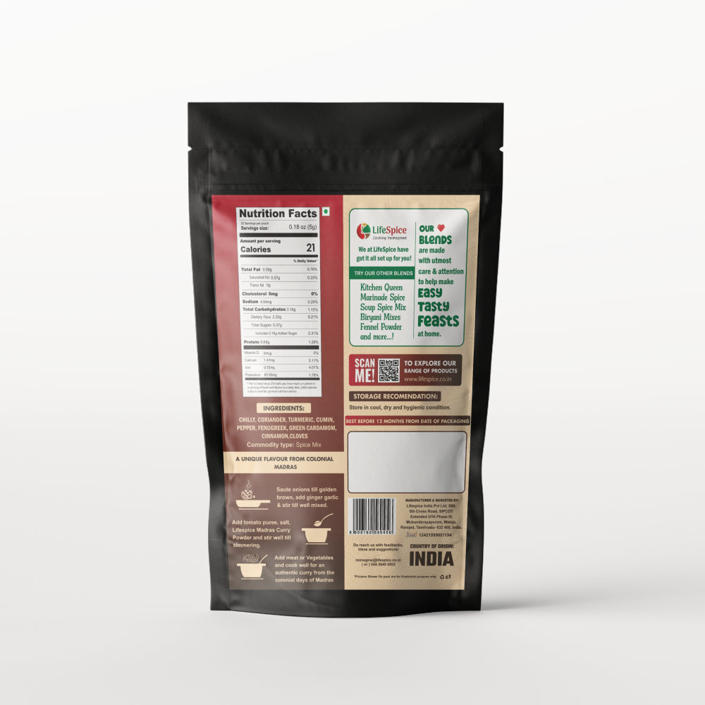 Lifespice Madras curry powder - 100g pouch