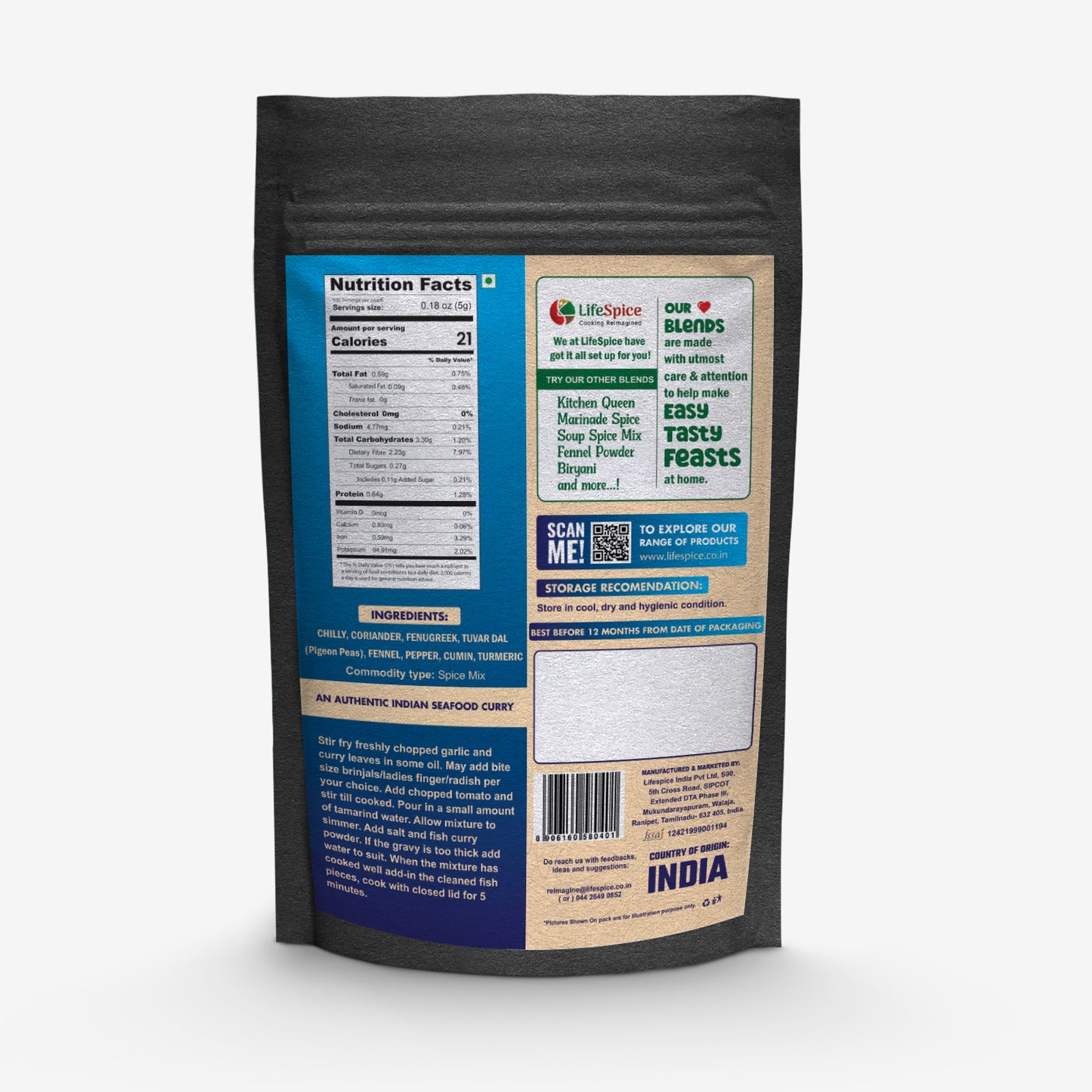 Lifespice Fish curry powder - 500g pouch