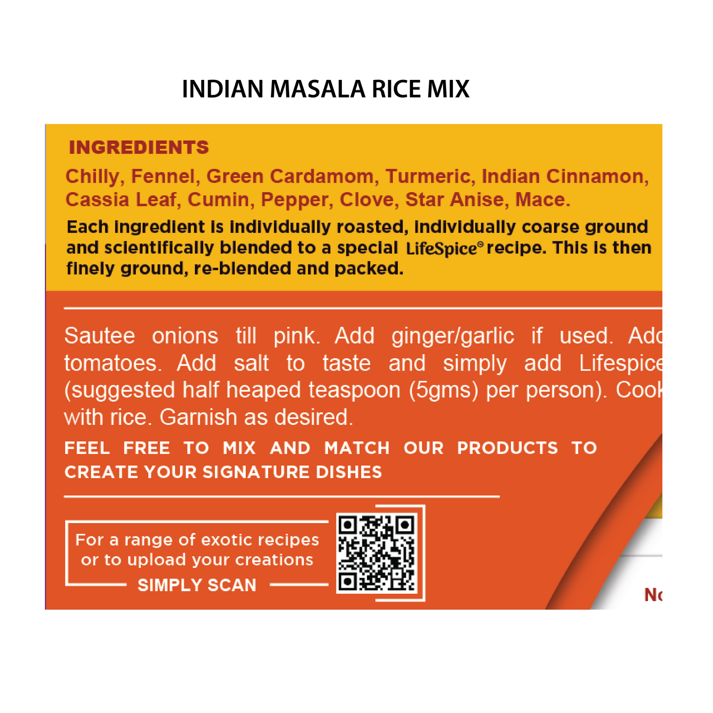 Lifespice - Indian Masala Rice Mix 150g PET Jar