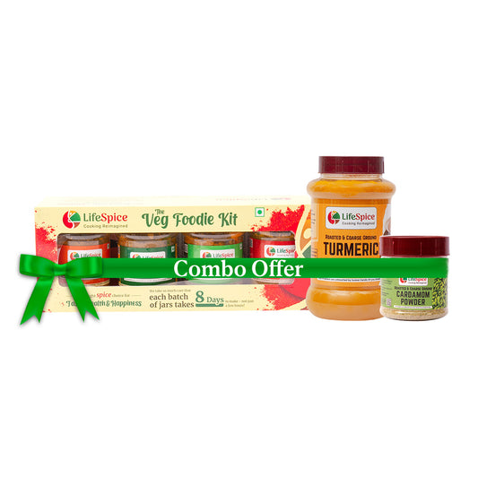 Buy 1 Get 2 - Buy 1 Lifespice Veg Foodie Kit and GET 1 Cardamom + 1 Turmeric Powder FREE