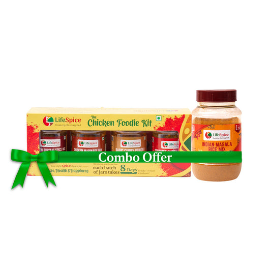 Buy 1 Get 1 - Buy 1 Lifespice Chicken Foodie Kit and GET 1 Indian Masala Rice Mix FREE