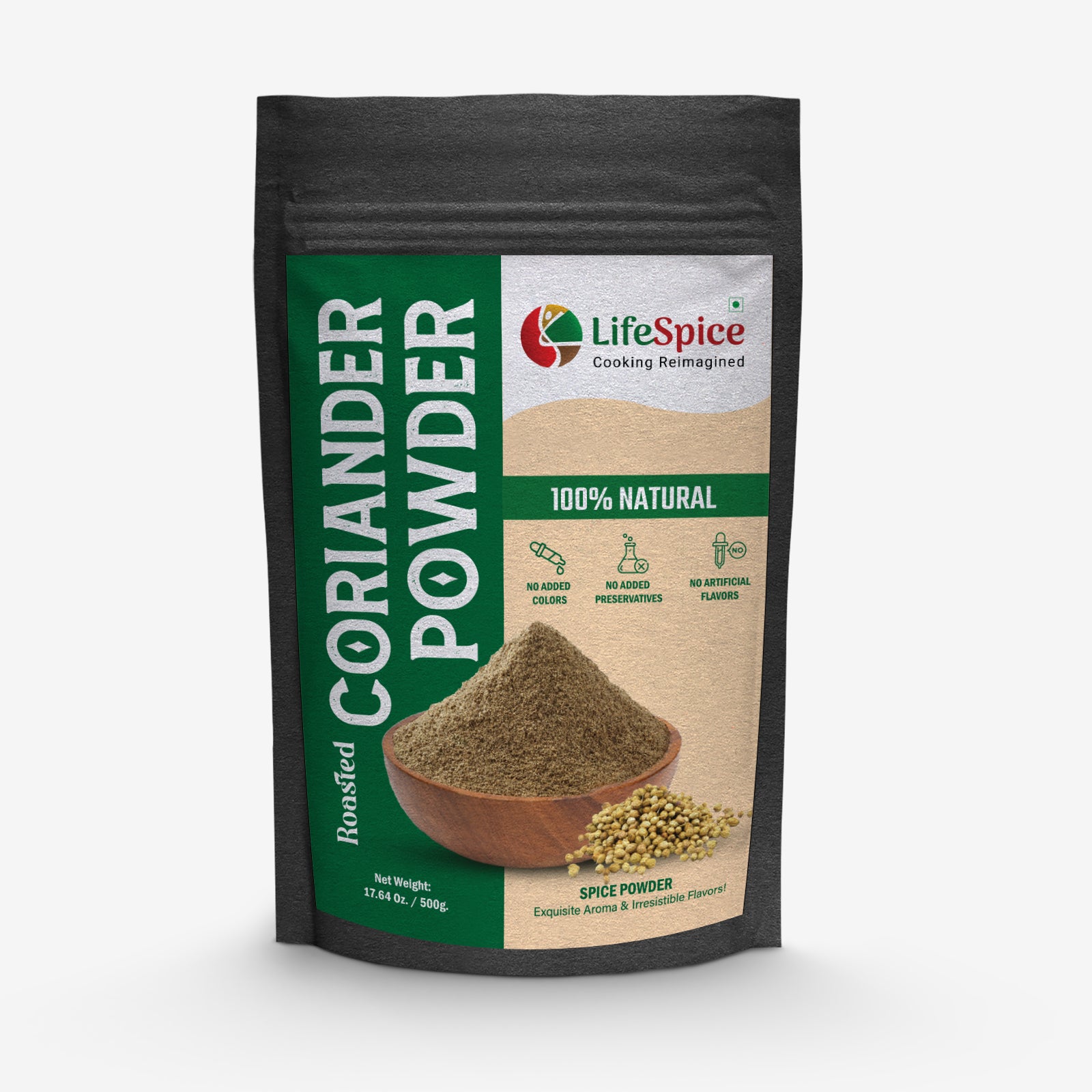 Lifespice Roasted Coriander Powder - 500g pouch| With Natural ...