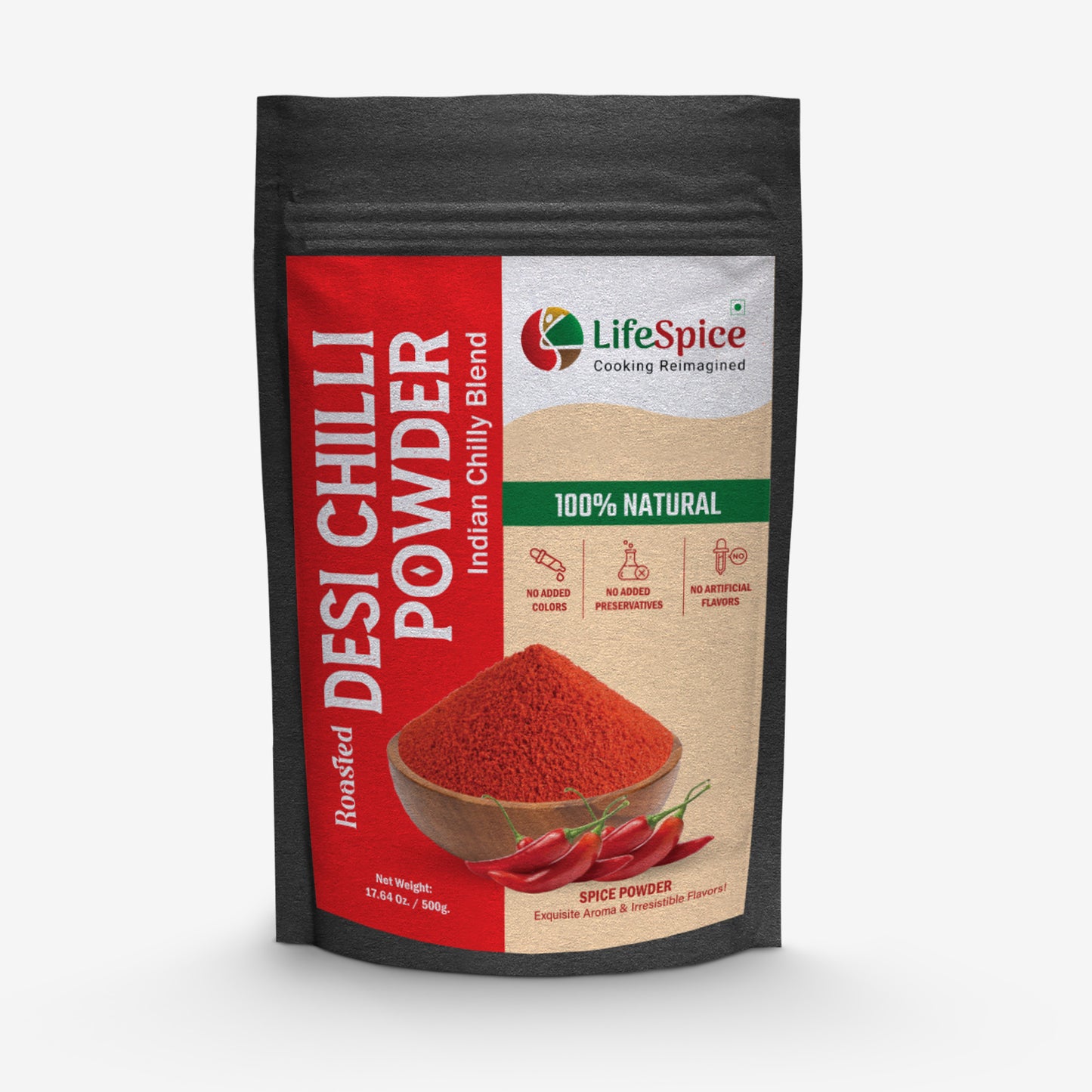 Lifespice Roasted Desi Chilli Powder - 500g pouch