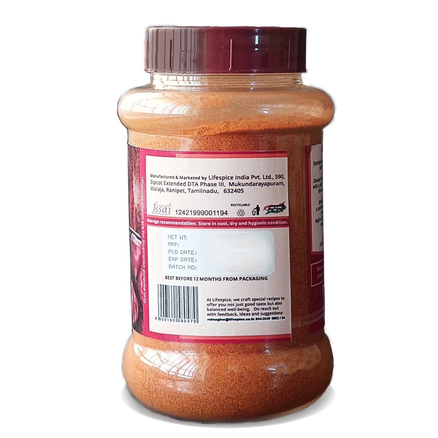 Lifespice - Ramnad Mundu Chilli Powder 200g PET Jar (Premium Roasted)