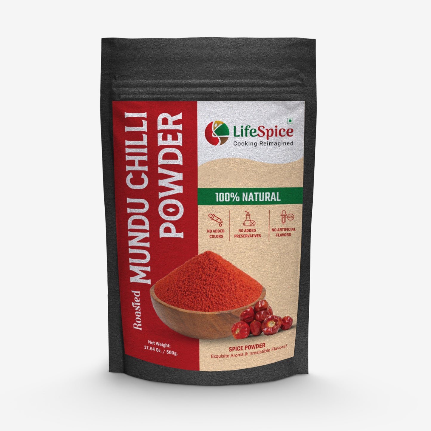 Lifespice Roasted Mundu Chilli Powder - 500g pouch
