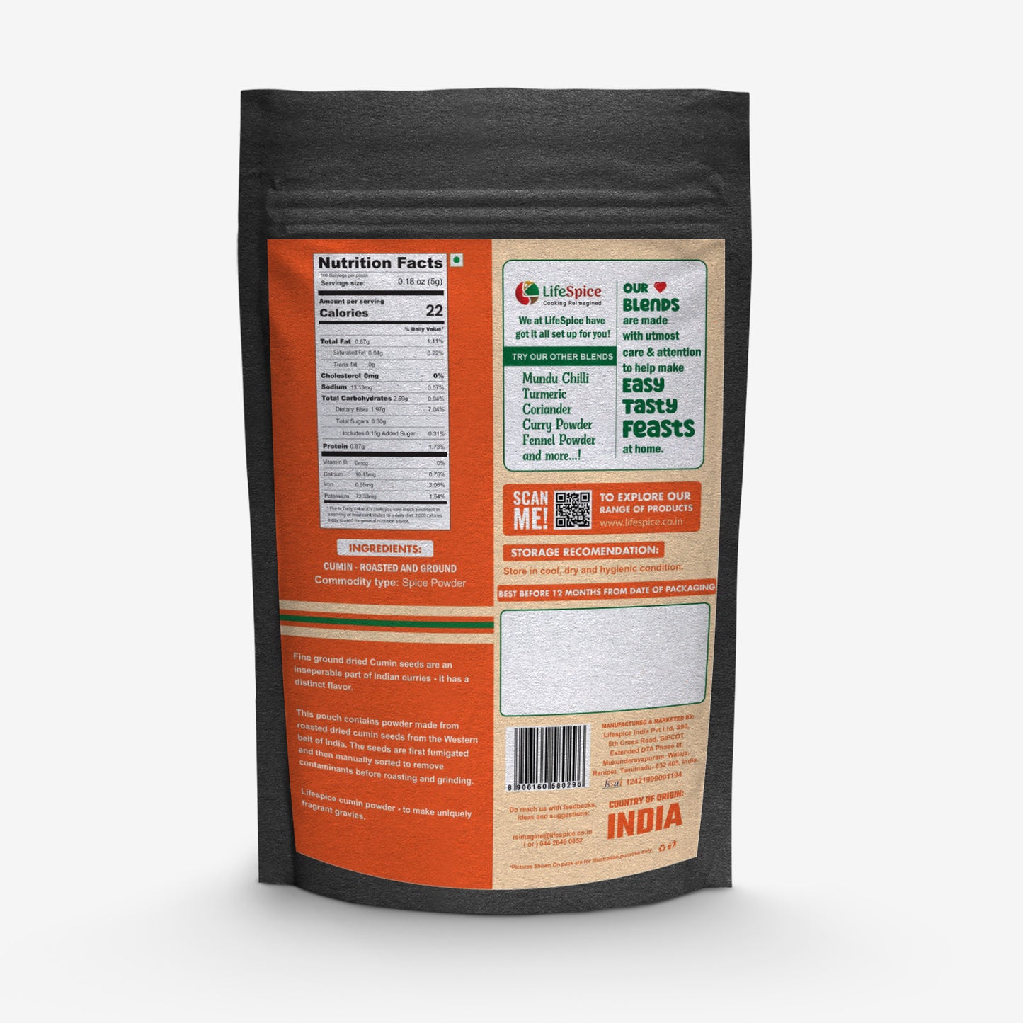 Lifespice Roasted Cumin Powder - 500g pouch