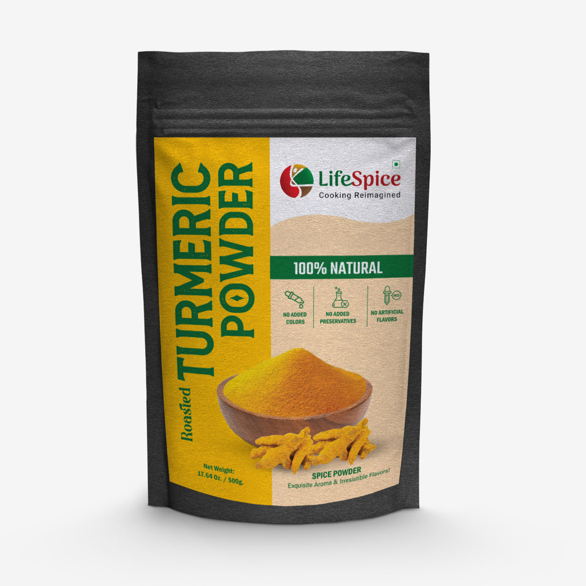 Turmeric Powder Front View Lifespice Roasted Turmeric Powder - 500g pouch| With Natural ...